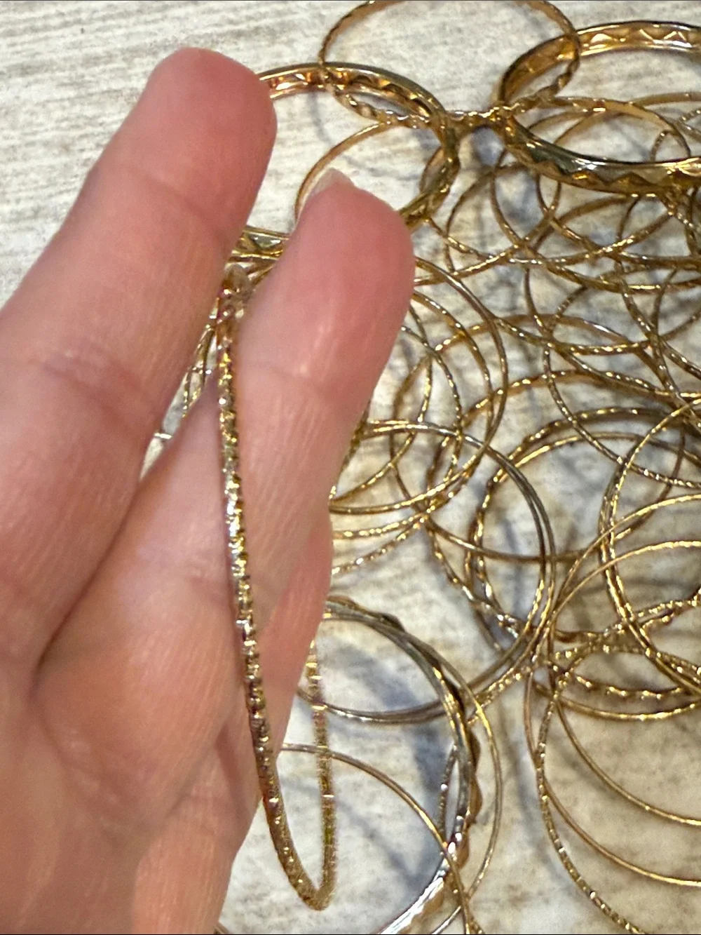 Gold Tone Textured Bangle Bracelet Set - Women Jewelry